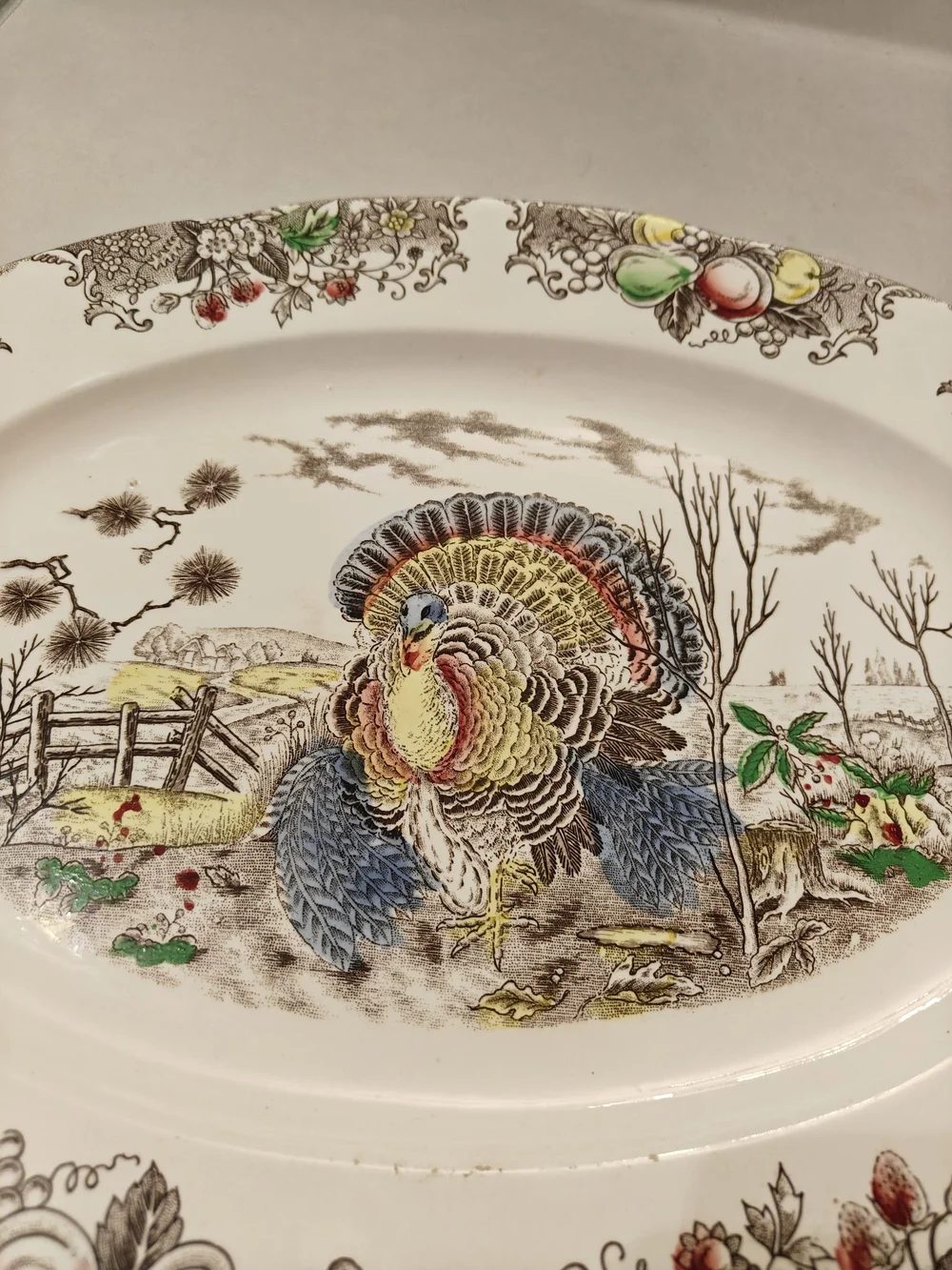 Vintage Turkey Serving Platter